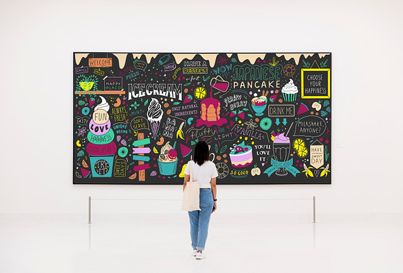 Dessert doodles chalkboard wall art in Illustrations - product preview 2