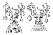 Deer with christmas garland dressed