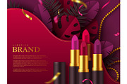 Lipstick makeup ad, cosmetics beauty