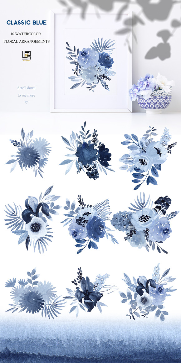 -50%OFF Classic Blue. Watercolor in Illustrations - product preview 3