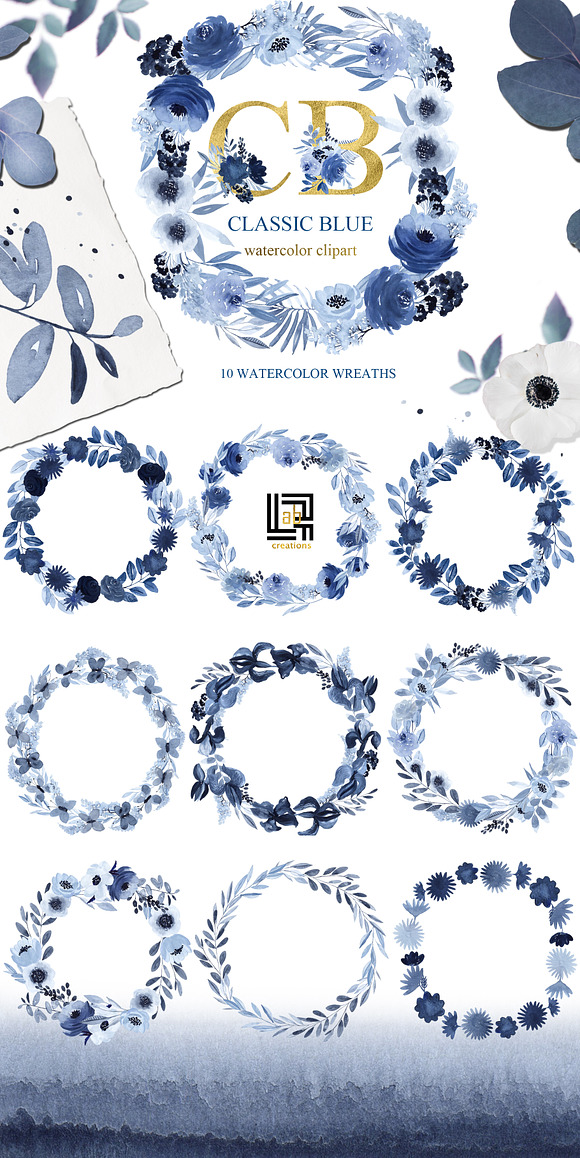 -50%OFF Classic Blue. Watercolor in Illustrations - product preview 6