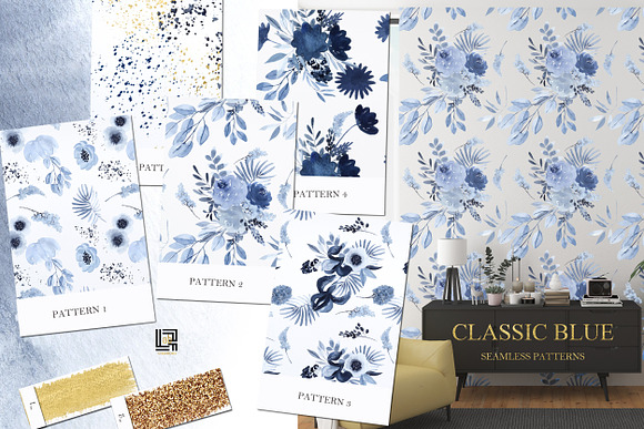 -50%OFF Classic Blue. Watercolor in Illustrations - product preview 16