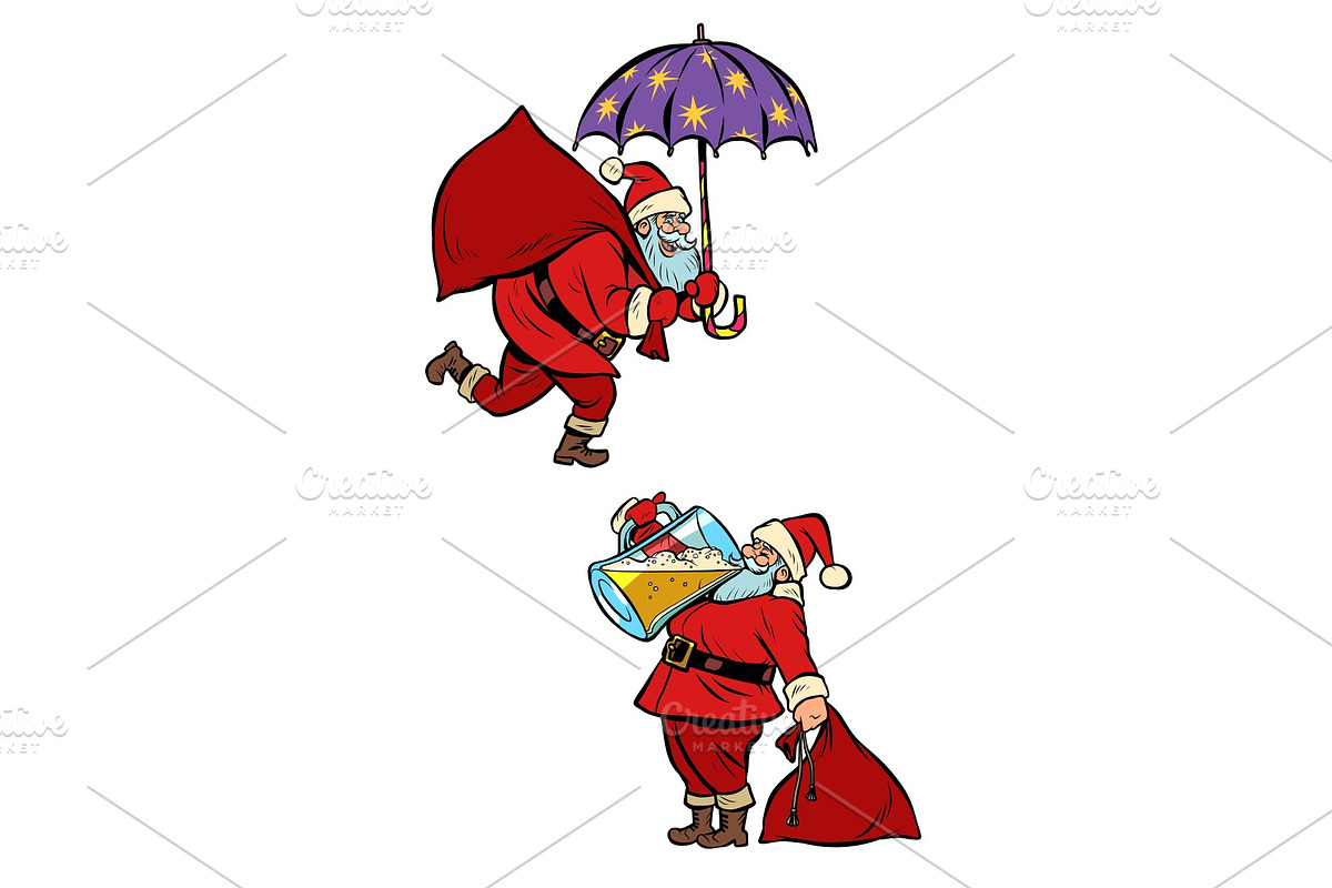 set collection Christmas Santa Claus in Illustrations - product preview 8