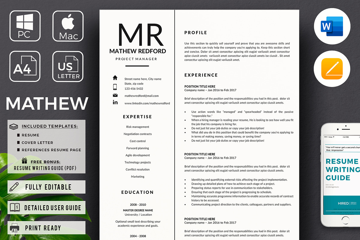 Resume Layout + Cover letter format in Resume Templates - product preview 8