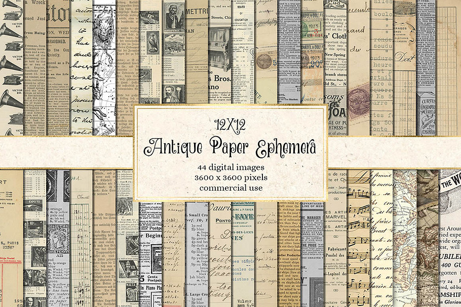 Antique Paper Ephemera in Textures - product preview 8
