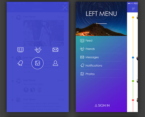 Flat iOS9 Style 9 Sidemenu  Screens in UI Kits and Libraries - product preview 4
