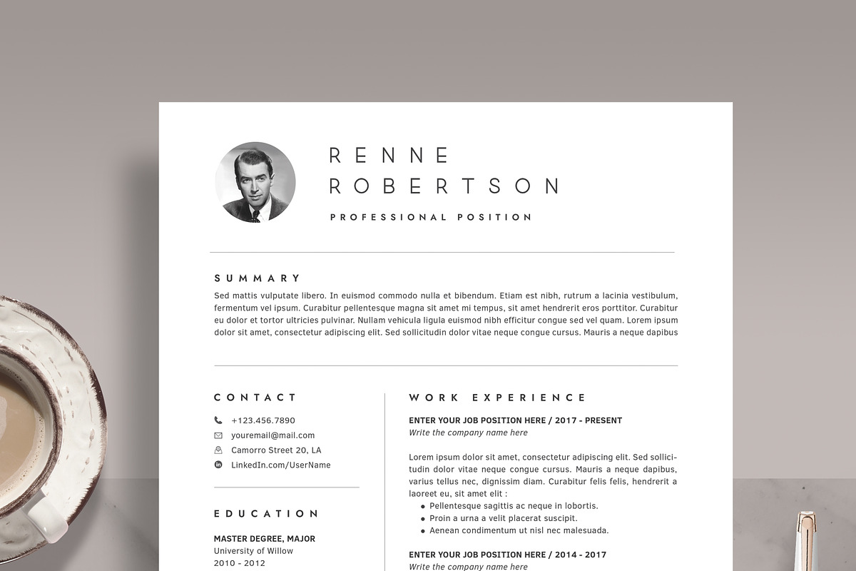 Professional Resume Template RE012 in Letter Templates - product preview 8