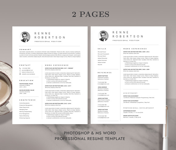 Professional Resume Template RE012 in Letter Templates - product preview 1
