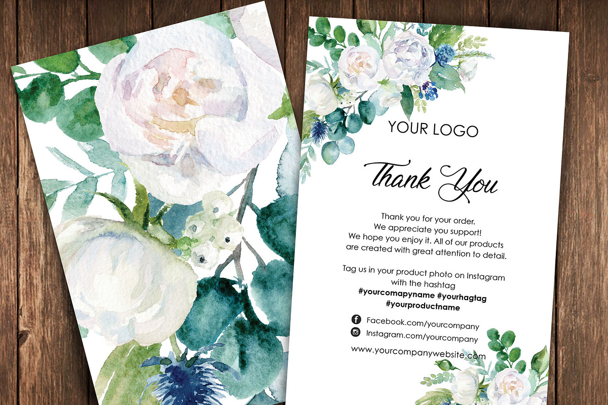 Watercolour Thank You Card - id11 in Wedding Templates - product preview 8