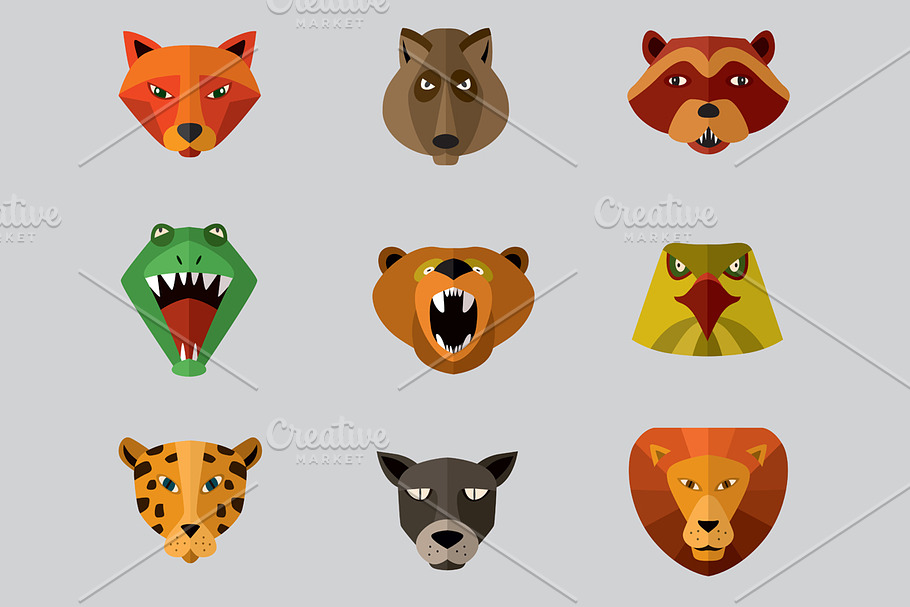 Predator animals icons.