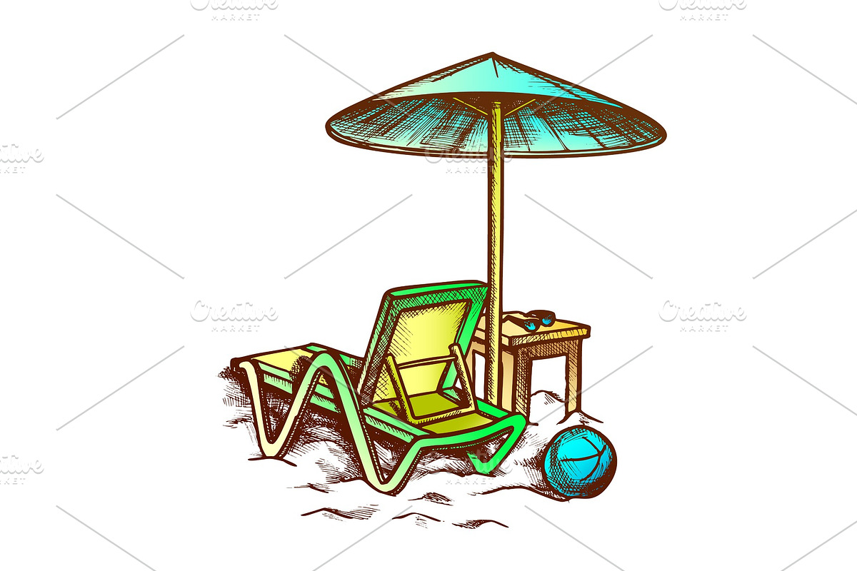 Beach Chair With Umbrella And Stool Custom Designed