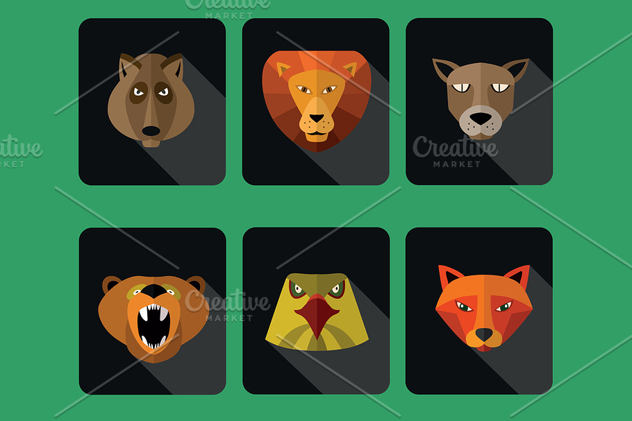 Predator animals icons.