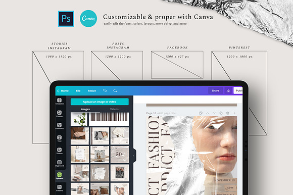 PS & CANVA Rein - Social Media Pack in Instagram Templates - product preview 2