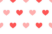 Red and pink hearts on white pattern