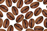Coffee beans on white pattern