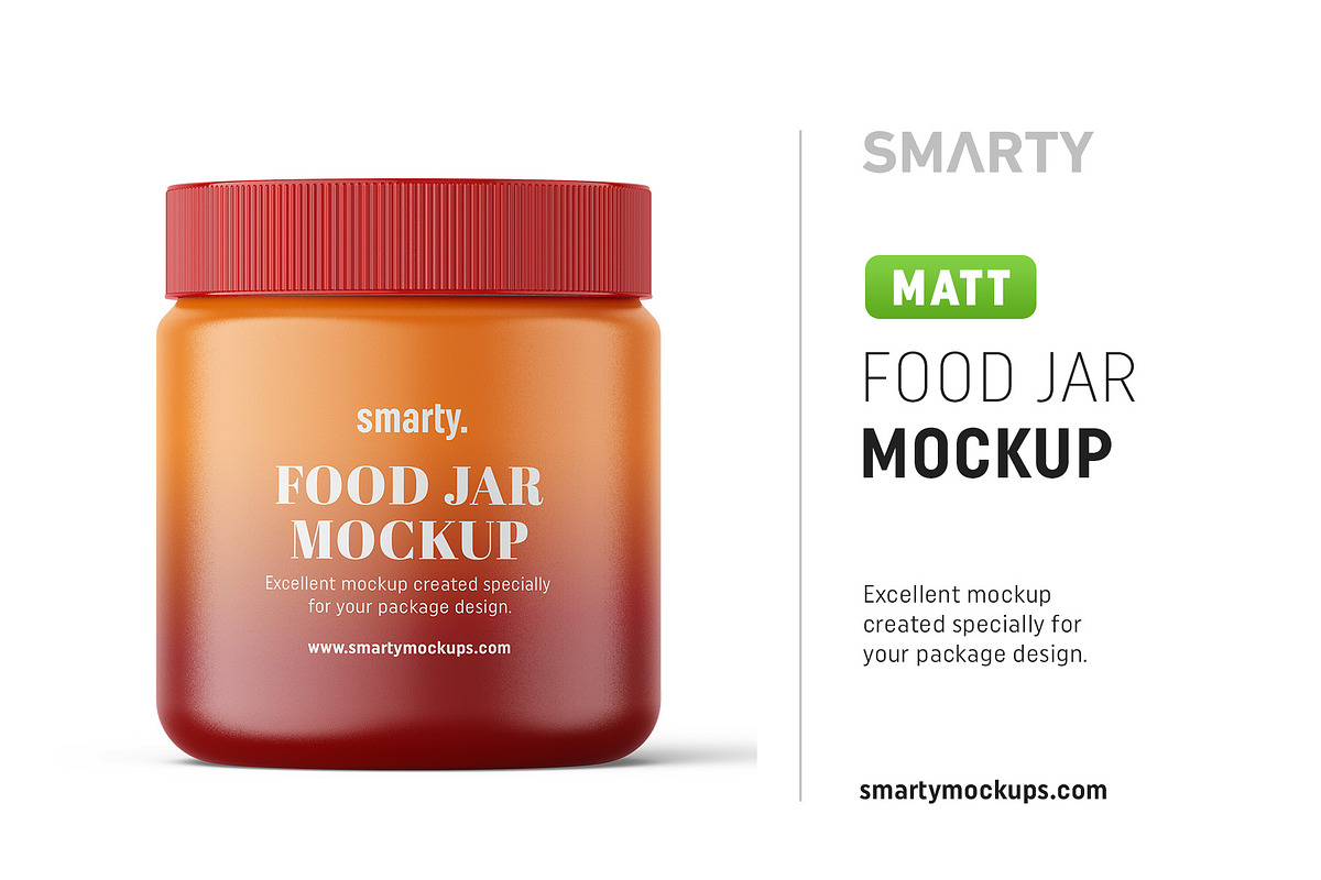 Matt food jar mockup in Product Mockups - product preview 8