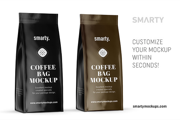 Glossy coffee bag mockup in Product Mockups - product preview 2