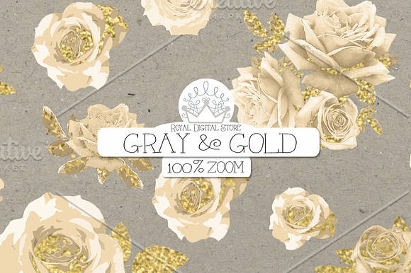 GRAY and GOLD digital paper in Patterns - product preview 1
