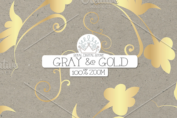 GRAY and GOLD digital paper in Patterns - product preview 5