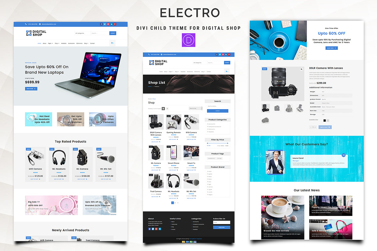 Electro Divi Child Theme in WordPress Commerce Themes - product preview 8