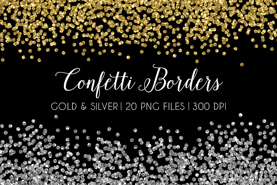 Glitter Confetti Border Gold Silver