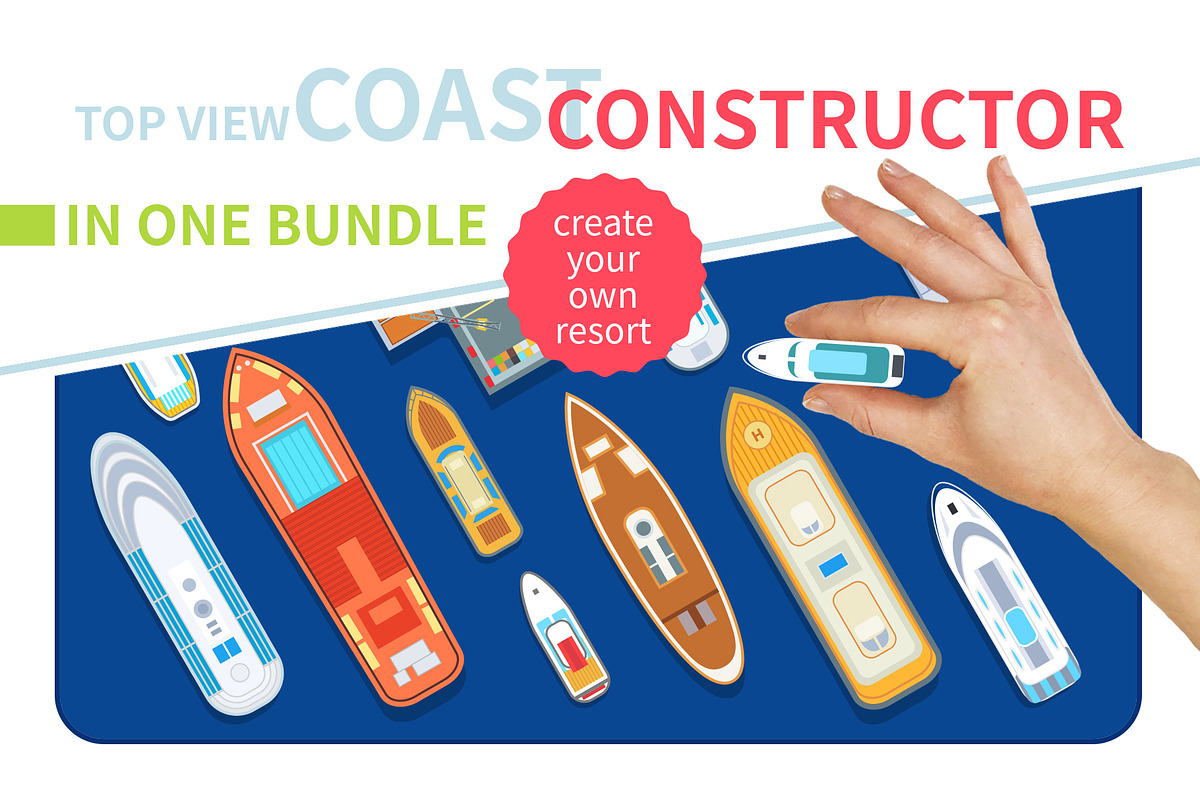 Coast & vacation elements - top view in Objects - product preview 8