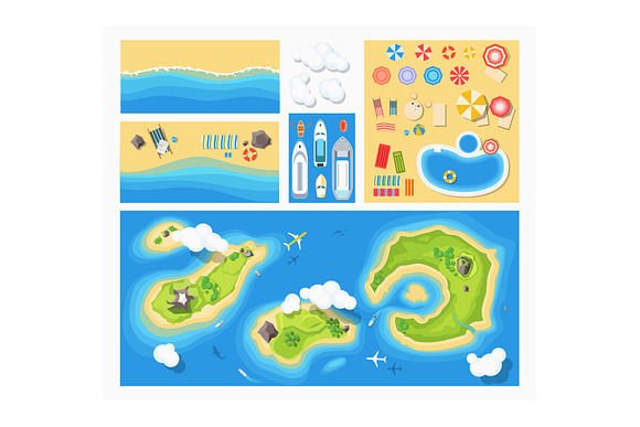 Coast & vacation elements - top view in Objects - product preview 9