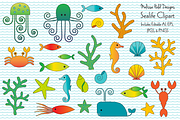 Sealife Clipart & Wave Pattern