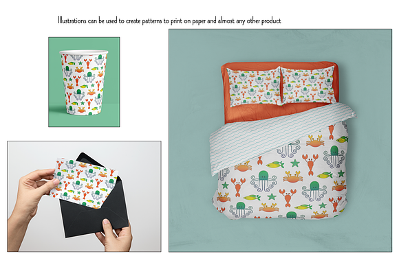 Sealife Clipart & Wave Pattern in Illustrations - product preview 1