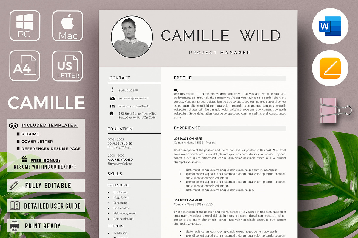 Professional CV for Project Manager in Resume Templates - product preview 8