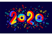 2020, Happy New Year. Greeting card
