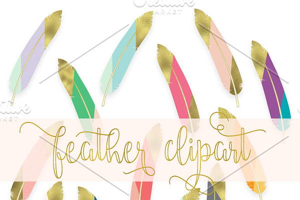 Feathers clipart - gold tip feathers