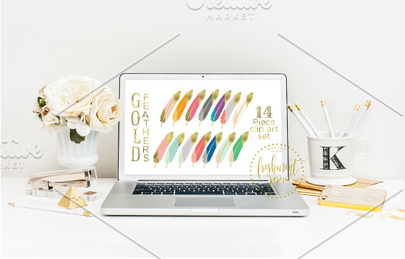 Feathers clipart - gold tip feathers in Graphics - product preview 1