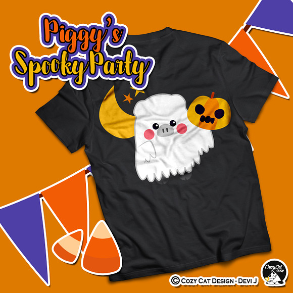 Piggy Spooky Party Digital Clip Art in Illustrations - product preview 2