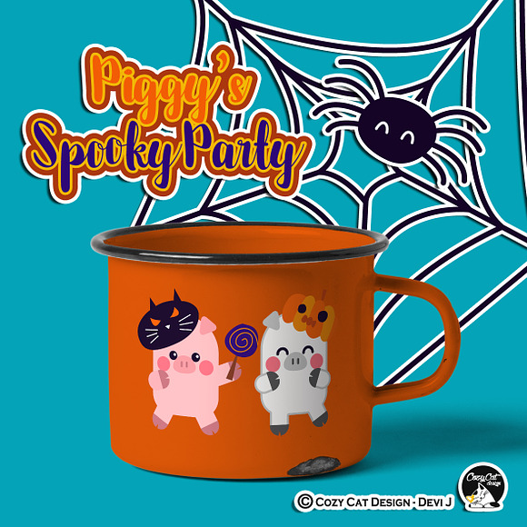 Piggy Spooky Party Digital Clip Art in Illustrations - product preview 3