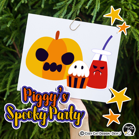 Piggy Spooky Party Digital Clip Art in Illustrations - product preview 6