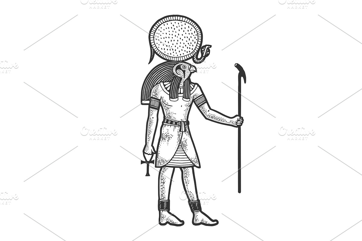 Ra Ancient Egyptian god sun sketch in Illustrations - product preview 8