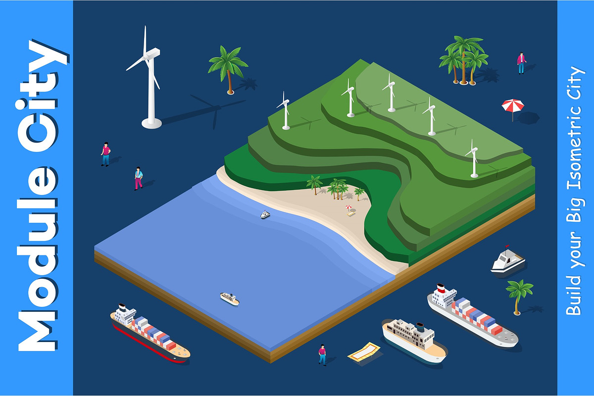 Ecological wind power plant in Illustrations - product preview 8
