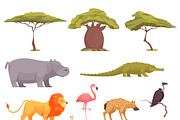 Safari wild animals birds trees icon