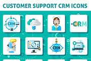 Customer support CRM icons set