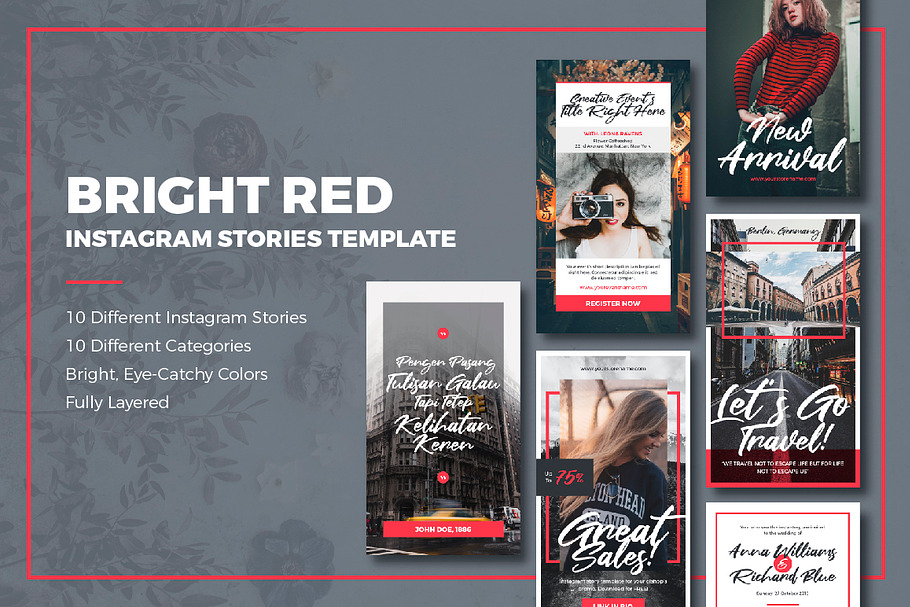 10 Bright Red Instagram Stories in Instagram Templates - product preview 8