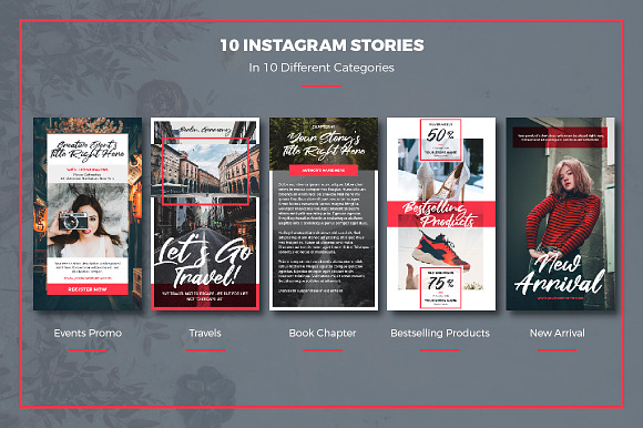 10 Bright Red Instagram Stories in Instagram Templates - product preview 1