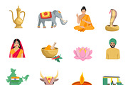 India flat icons set