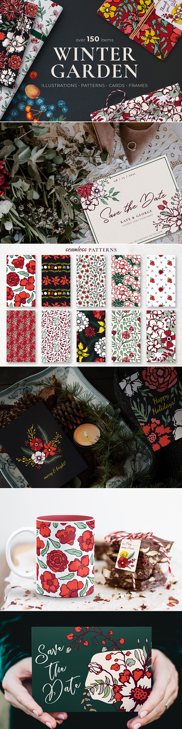 Winter Floral Patterns & Elements in Illustrations - product preview 29