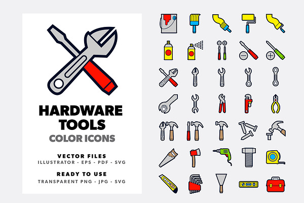 Hardware Tools Icons Set