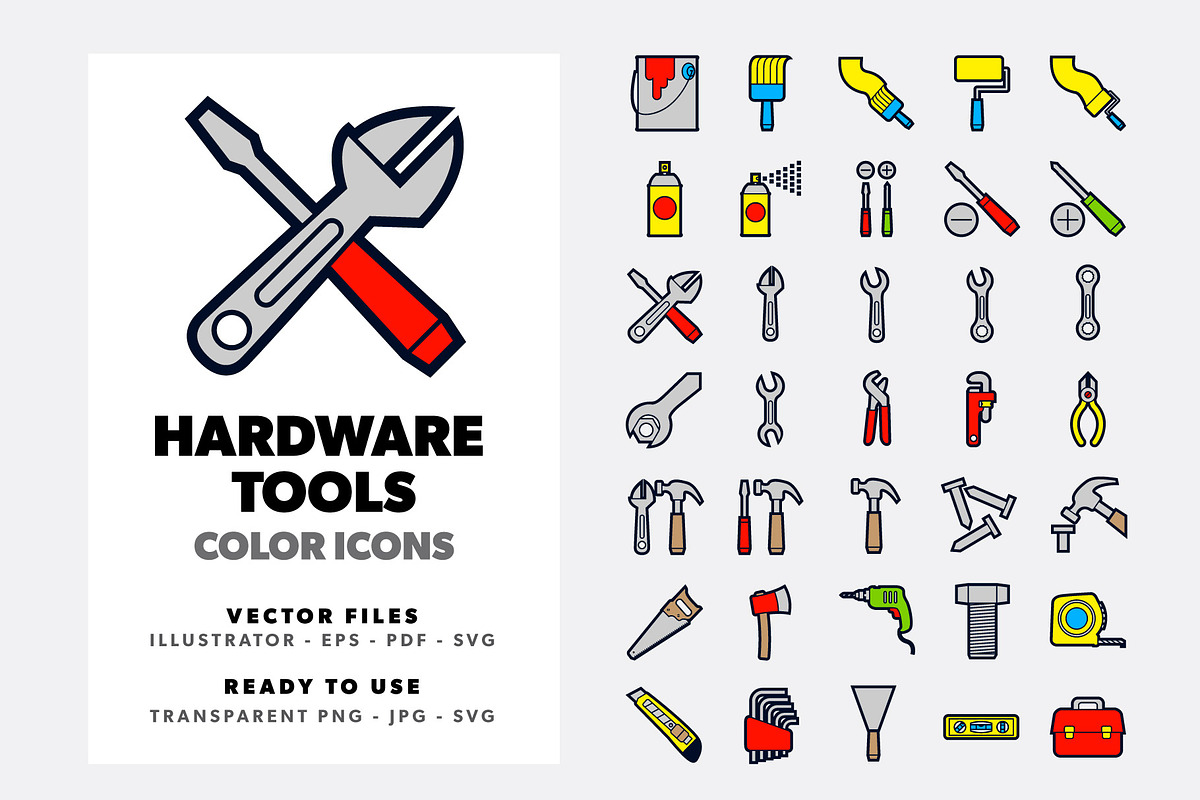 Hardware Tools Icons Set in Icons - product preview 8