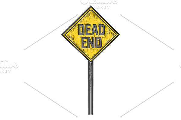 Dead end road sign sketch vector