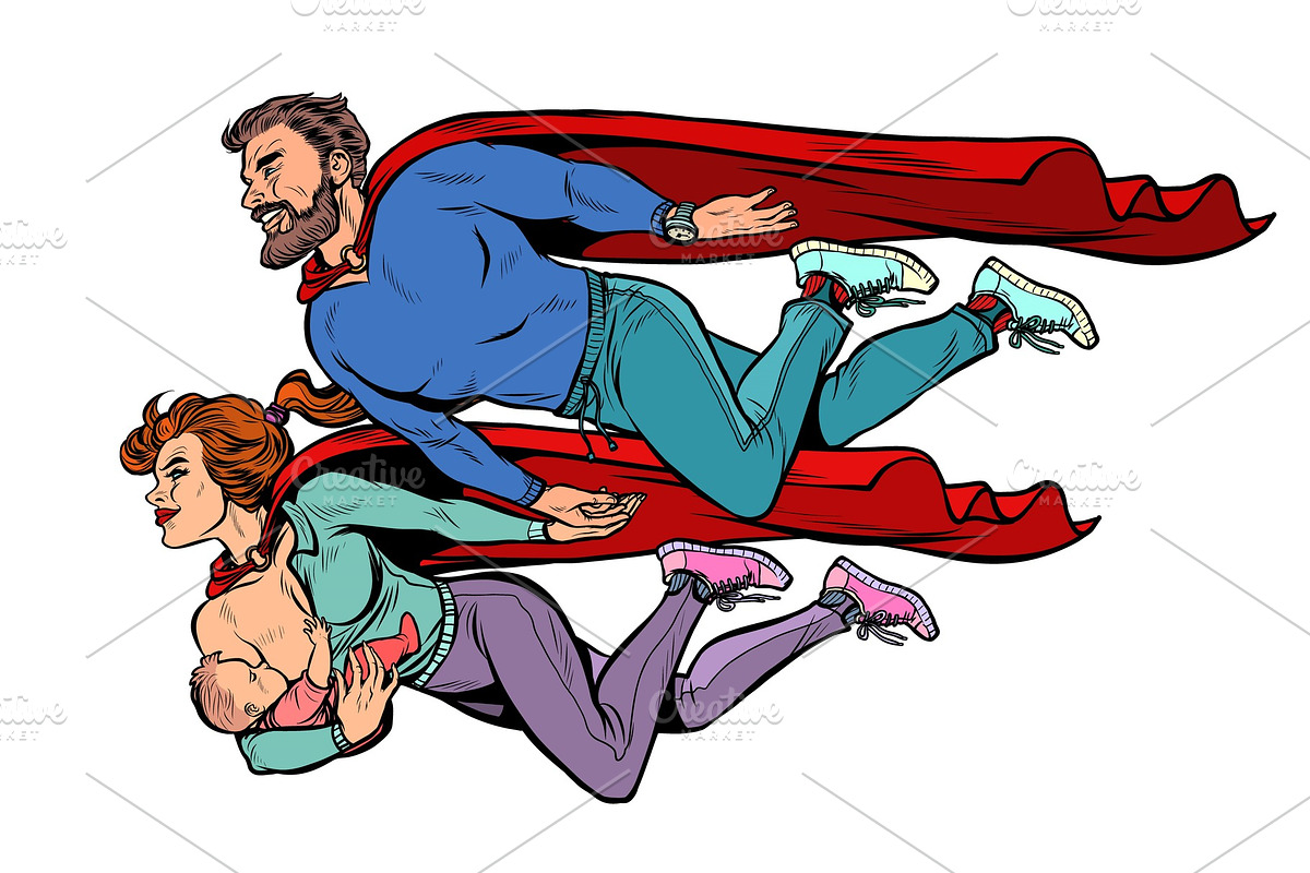 a family of superheroes. dad mom and in Illustrations - product preview 8