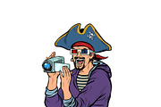 pirate shoots and watches adventure