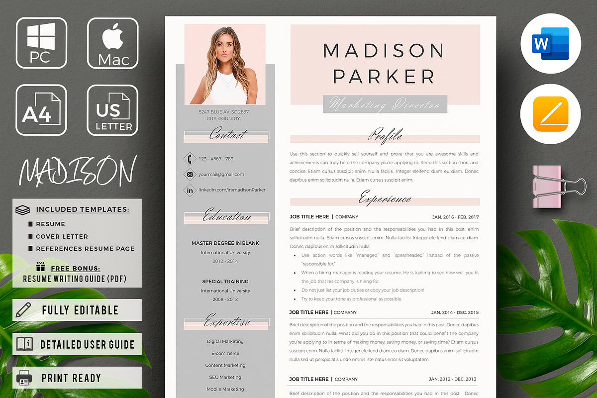 Creative Resume for Word & Pages in Resume Templates - product preview 8